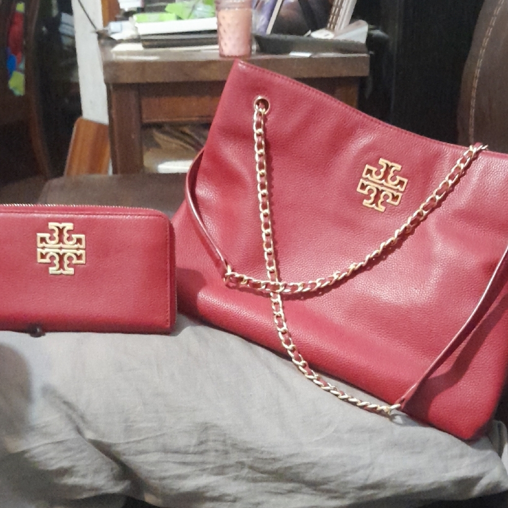 Tory Burch Red Women's Bag and Wallet Set